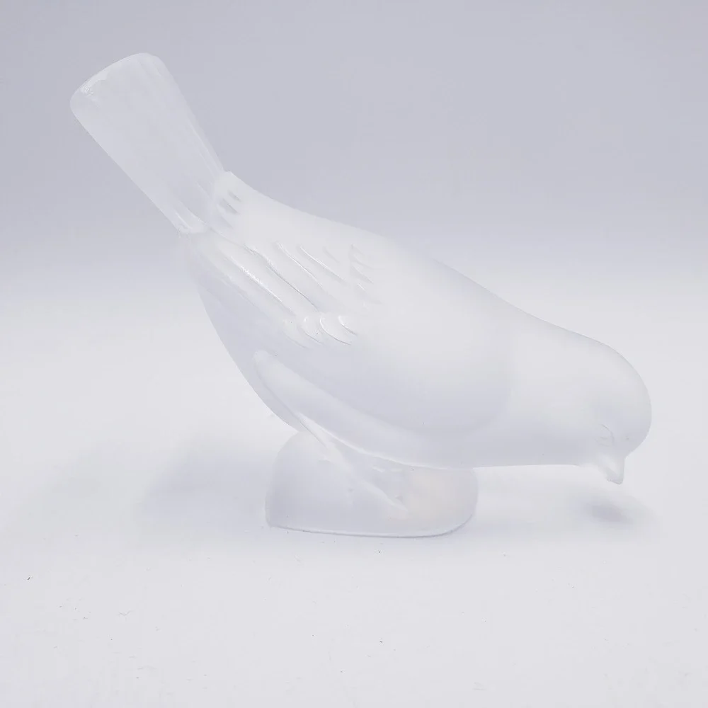 Lalique Frosted Crystal Sparrow Bird Figurine Clear Made in France OS
